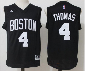 Men's Boston Celtics #4 Isaiah Thomas All Black with White Stitched NBA adidas Revolution 30 Swingman Jersey