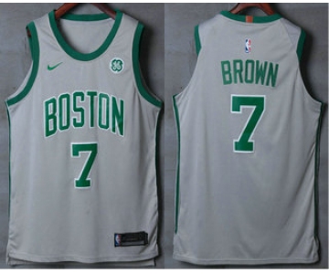 Men's Boston Celtics #7 Jaylen Brown Grey 2017-2018 Nike Authentic General Electric Stitched NBA Jersey