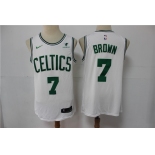 Men's Boston Celtics #7 Jaylen Brown White 2021 Nike Swingman Stitched NBA Jersey With NEW Sponsor Logo
