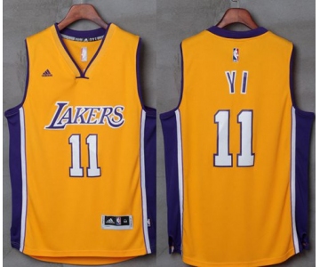 Lakers #11 Yi Jianlian Gold Stitched NBA Jersey