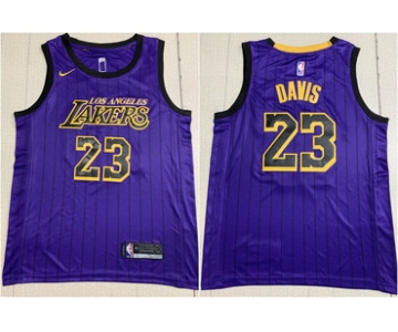 Lakers 23 Anthony Davis Purple City Edition Nike Swingman Jersey