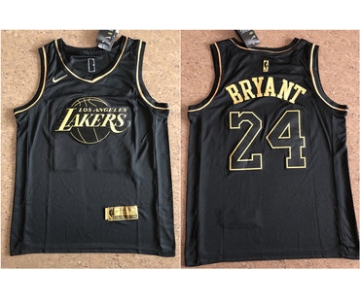 Lakers 24 Kobe Bryant Black Gold Nike Swingman Jersey