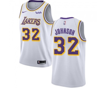 Lakers #32 Magic Johnson White Basketball Swingman Association Edition Jersey