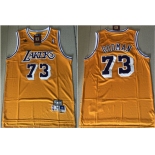 Lakers 73 Dennis Rodman Yellow Hardwood Classics Jersey