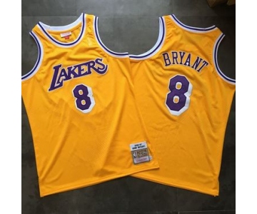 Lakers 8 Kobe Bryant Yellow 1996-97 Hardwood Classics Jersey
