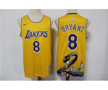 Lakers 8 Kobe Bryant Yellow Nike Swingman Fashion Jersey