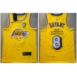Lakers 8 Kobe Bryant Yellow R.I.P Signature Swingman Jersey