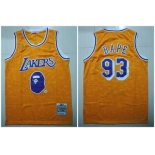 Lakers 93 Bape Yellow 1996-97 Hardwood Classics Jersey