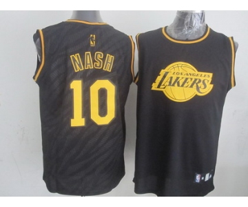 Los Angeles Lakers #10 Steve Nash Revolution 30 Swingman 2014 Black With Gold Jersey