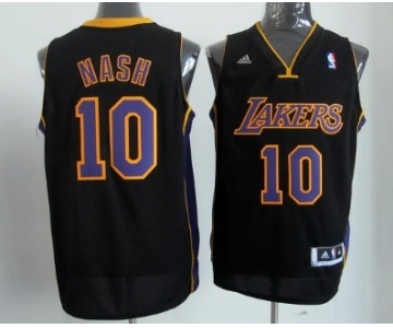 Los Angeles Lakers #10 Steve Nash Revolution 30 Swingman Black With Purple Jersey