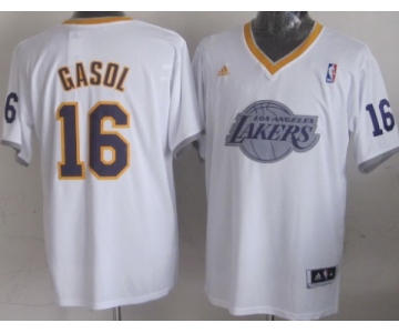 Los Angeles Lakers #16 Pau Gasol Revolution 30 Swingman 2013 Christmas Day White Jersey
