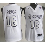 Los Angeles Lakers #16 Pau Gasol Revolution 30 Swingman White Big Color Jersey