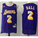 Los Angeles Lakers #2 Lonzo Ball Purple Throwback Stitched NBA Jersey