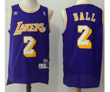 Los Angeles Lakers #2 Lonzo Ball Purple Throwback Stitched NBA Jersey