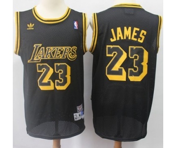Los Angeles Lakers #23 LeBron James Black Throwback Stitched NBA Jersey