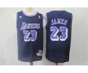 Los Angeles Lakers #23 LeBron James Navy BlueThrowback Stitched NBA Jersey