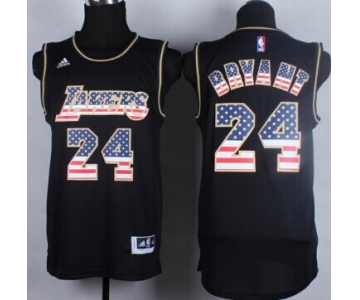 Los Angeles Lakers #24 Kobe Bryant Revolution 30 Swingman 2014 USA Flag Fashion Black Jersey