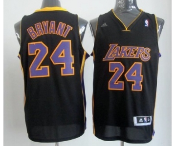 Los Angeles Lakers #24 Kobe Bryant Revolution 30 Swingman Black With Purple Jersey