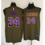 Los Angeles Lakers #34 Shaquille O'Neal Olive Nike Swingman Jersey