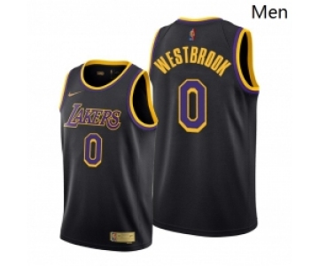 Men Lakers Russell Westbrook 2021 trade black earned edition jersey