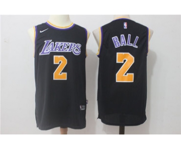 Men's 2017 Draft Los Angeles Lakers #2 Lonzo Ball Black 2017-2018 Nike Swingman Stitched NBA Jersey