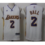 Men's 2017 Draft Los Angeles Lakers #2 Lonzo Ball White Stitched NBA adidas Revolution 30 Swingman Jersey