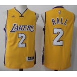 Men's 2017 Draft Los Angeles Lakers #2 Lonzo Ball Yellow Stitched NBA adidas Revolution 30 Swingman Jersey