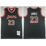 Men's Black Los Angeles Lakers #23 LeBron James 2018-19 Mitchell & Ness Hardwood Classics Stitched Jersey