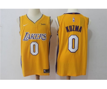 Men's Los Angeles Lakers #0 Kyle Kuzma New Yellow 2017-2018 Nike Swingman Wish Stitched NBA Jersey
