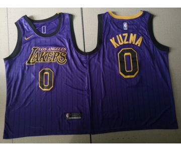 Men's Los Angeles Lakers 0 Kyle Kuzma Nike Purple 2018-2019 Swingman City Edition Jersey