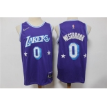 Men's Los Angeles Lakers #0 Russell Westbrook Purple Nike Diamond 2022 City Edition Swingman Stitched Jersey