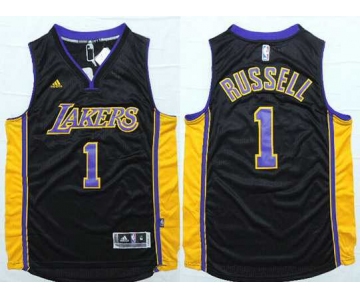 Men's Los Angeles Lakers #1 D'Angelo Russell Revolution 30 Swingman 2015 Draft New Black With Purple Jersey