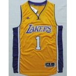 Men's Los Angeles Lakers #1 D'Angelo Russell Revolution 30 Swingman 2015 Draft New Yellow Jersey