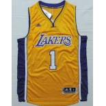 Men's Los Angeles Lakers #1 D'Angelo Russell Revolution 30 Swingman 2015 Draft New Yellow Jersey