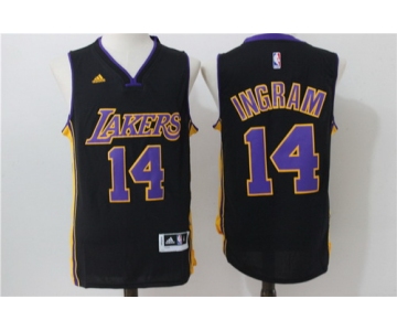 Men's Los Angeles Lakers #14 Brandon Ingram Black With Purple Revolution 30 Swingman Basketball Jersey