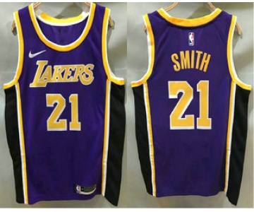 Men's Los Angeles Lakers #21 JR Smith Purple 2020 Nike Swingman Printed NBA Jersey