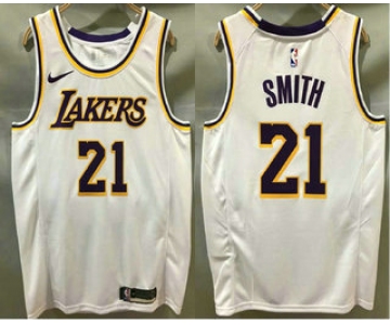 Men's Los Angeles Lakers #21 JR Smith White 2020 Nike Swingman Printed NBA Jersey