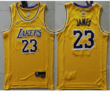Men's Los Angeles Lakers #23 LeBron James 75th Anniversary Diamond Gold 2021 Stitched Jersey