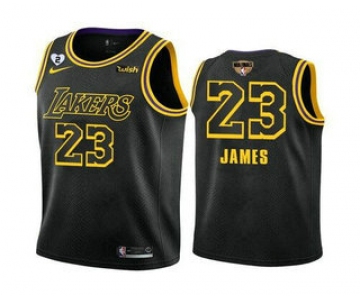 Men's Los Angeles Lakers #23 LeBron James Black 2020 Finals With GiGi Patch Stitched NBA Jersey