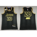 Men's Los Angeles Lakers #23 LeBron James Black NEW 2021 Nike City Edition Wish and Heart Stitched Jersey