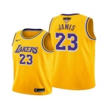 Men's Los Angeles Lakers #23 LeBron James Yellow 2020 Finals Stitched NBA Jersey