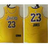 Men's Los Angeles Lakers #23 LeBron James Yellow NEW 2021 Nike Swingman Stitched NBA Jersey_