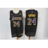 Men's Los Angeles Lakers #24 Kobe Bryant Black Nike Swingman 2021 Earned Edition Stitched Jersey With NEW Sponsor Logo