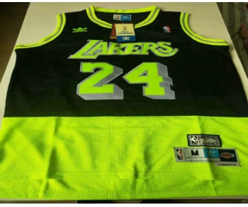Men's Los Angeles Lakers #24 Kobe Bryant Green Black Split Hardwood Classics Jersey