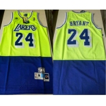 Men's Los Angeles Lakers #24 Kobe Bryant Green Blue Split Hardwood Classics Jersey