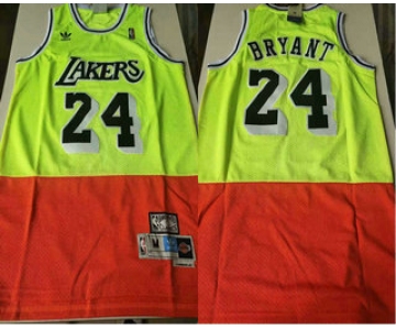 Men's Los Angeles Lakers #24 Kobe Bryant Green Red Split Hardwood Classics Jersey