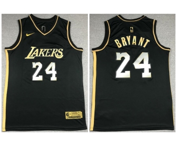 Men's Los Angeles Lakers #24 Kobe Bryant NEW 2020 Black Golden Edition Nike Swingman Jersey