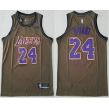 Men's Los Angeles Lakers #24 Kobe Bryant Olive Stitched Nike Swingman Jersey With The Sponsor Logo