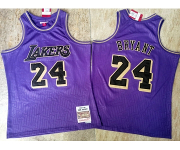Men's Los Angeles Lakers #24 Kobe Bryant Purple 2007-08 Hardwood Classics Soul AU Throwback Jersey