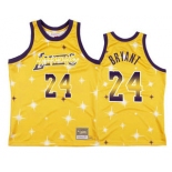 Men's Los Angeles Lakers #24 Kobe Bryant Starry Yellow Hardwood Classics Soul Swingman Throwback Jersey